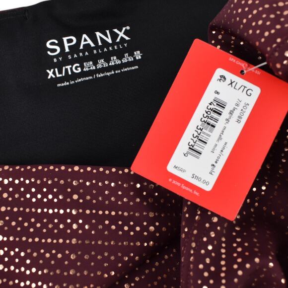 Spanx 7/8 Metallic Dot Print Leggings – XL - 2 Pairs - Black & Wine/Gold - Picture 9 of 9